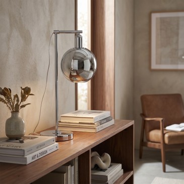Lampada da Tavolo Moderna Adatta per studio e salotto Cromata Orientabile E27