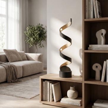 Lampada da Tavolo LED Design moderno a spirale Disponibile nera o bianca Adatto a salotti o uffici 12W