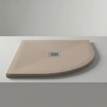 Receveur de douche semi-circulaire Kronos gris tourterelle en résine marbrée