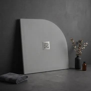 Piatto Doccia Semicircolare Grigio Chiaro effetto pietra cemento KRONOS