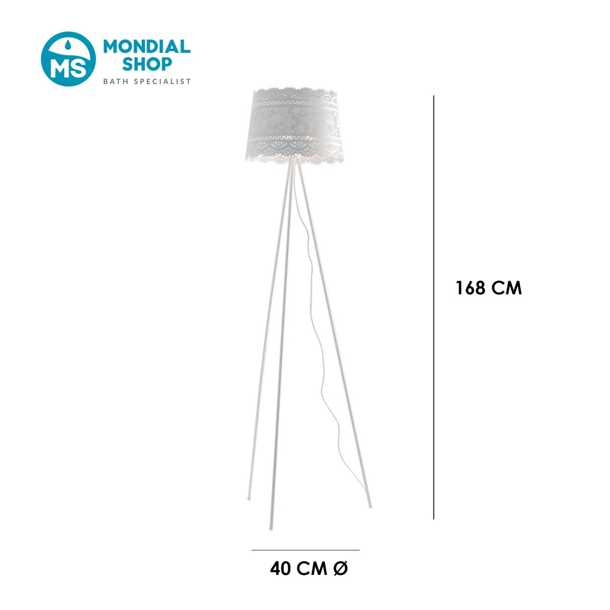 Weiße Stehlampe mit Spitzeneffekt | Mondialshop