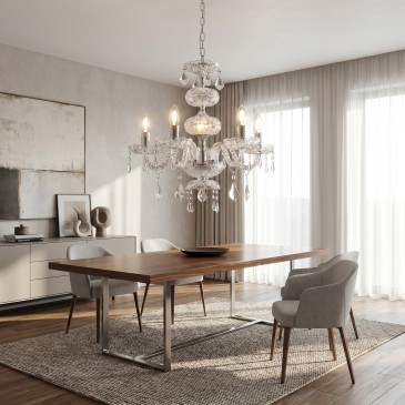 Lampadario a Sospensione classico in Cristallo Struttura cromo Per interni adatta a camere e saloni E14