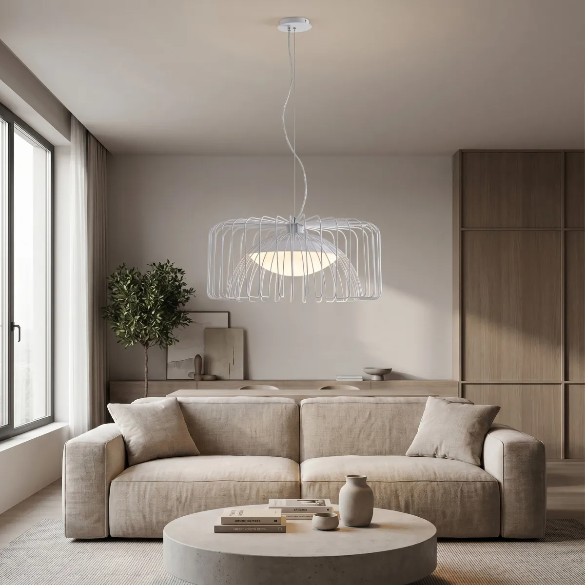 lampadario moderno a gabbia in metallo LED, disponibile...