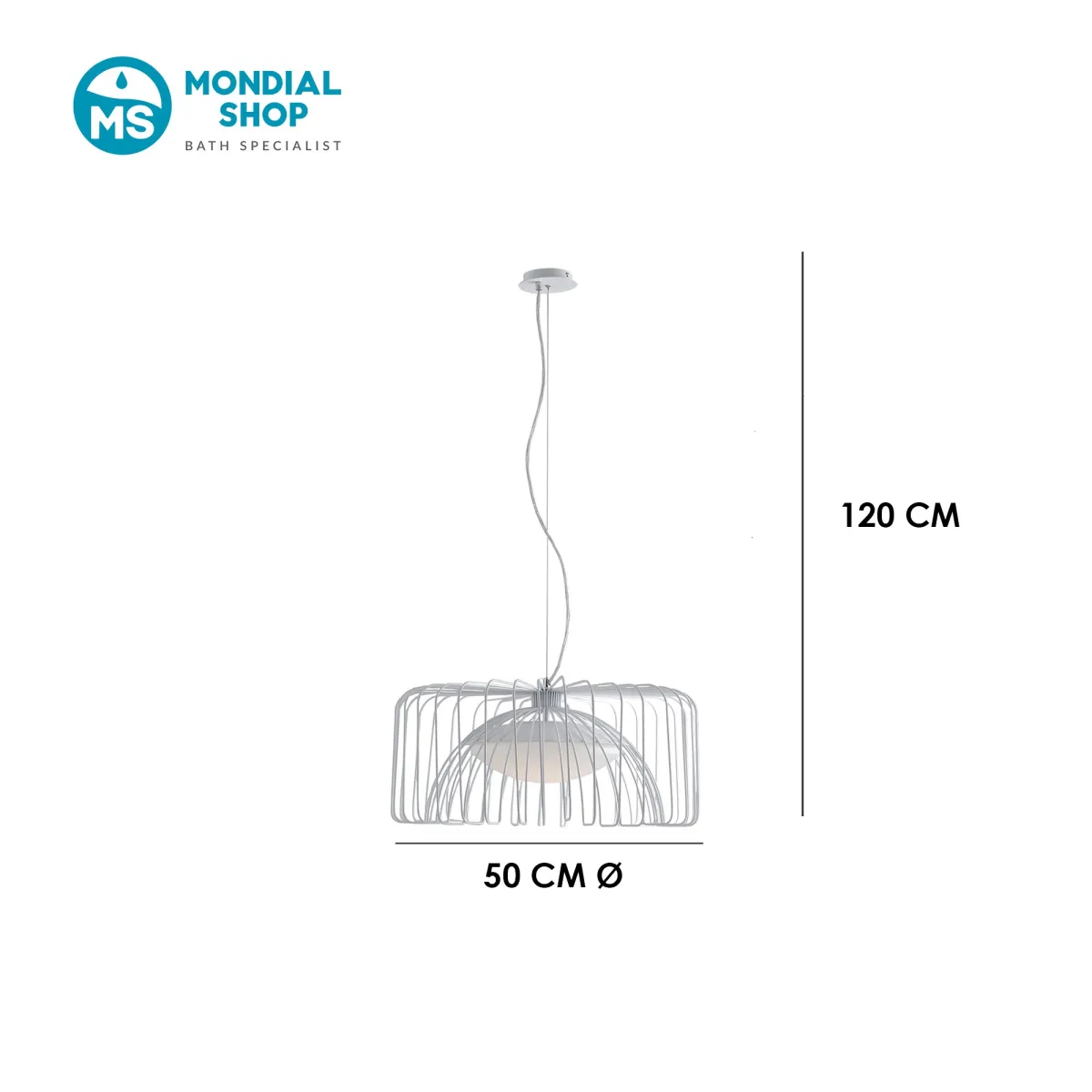 Scheda tecnica sospensione dal design a gabbia in metallo...