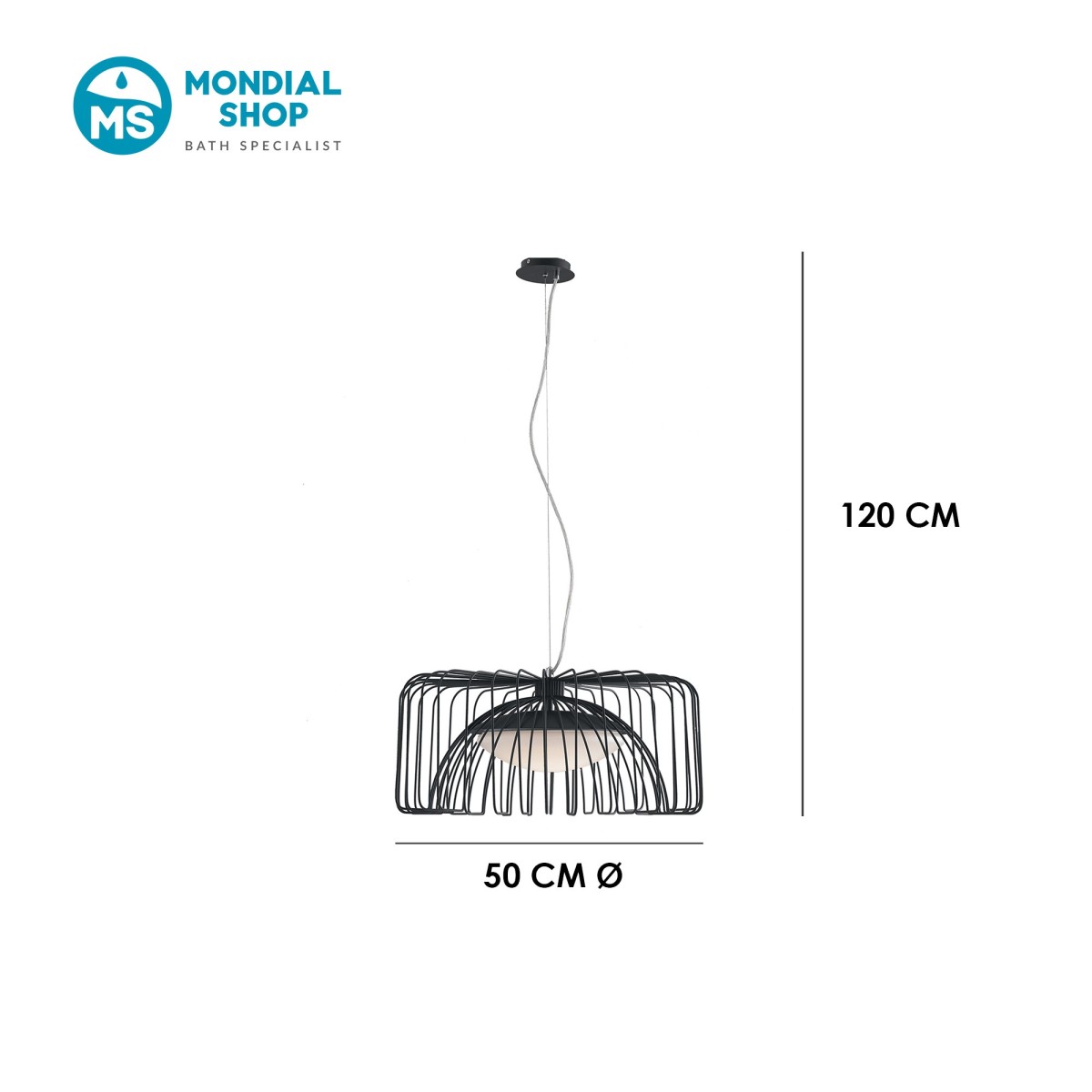 Scheda tecnica sospensione dal design a gabbia in metallo...