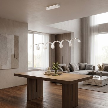 lampadario moderno a spirale LED 30W, proposto nelle iconiche finiture minimalista bianca o decisa nera