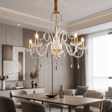 Lustre baroque en cristal à 5 lumières | Mondialshop