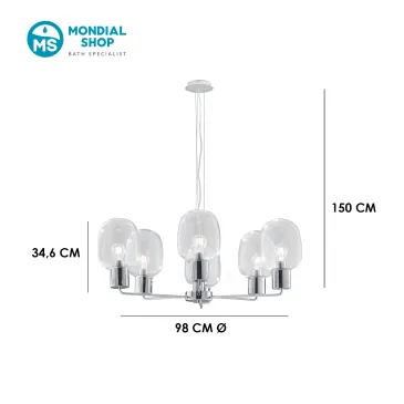 Grande suspension dorée ou chromée, 6 x E27 | Mondialshop