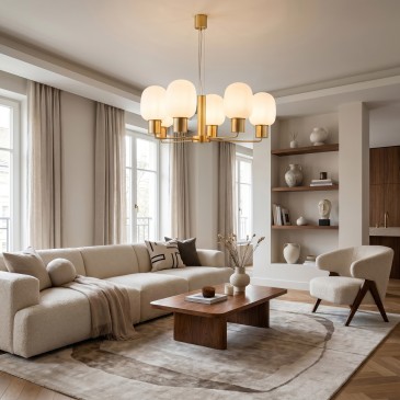 Grande suspension dorée ou chromée, 6 x E27 | Mondialshop