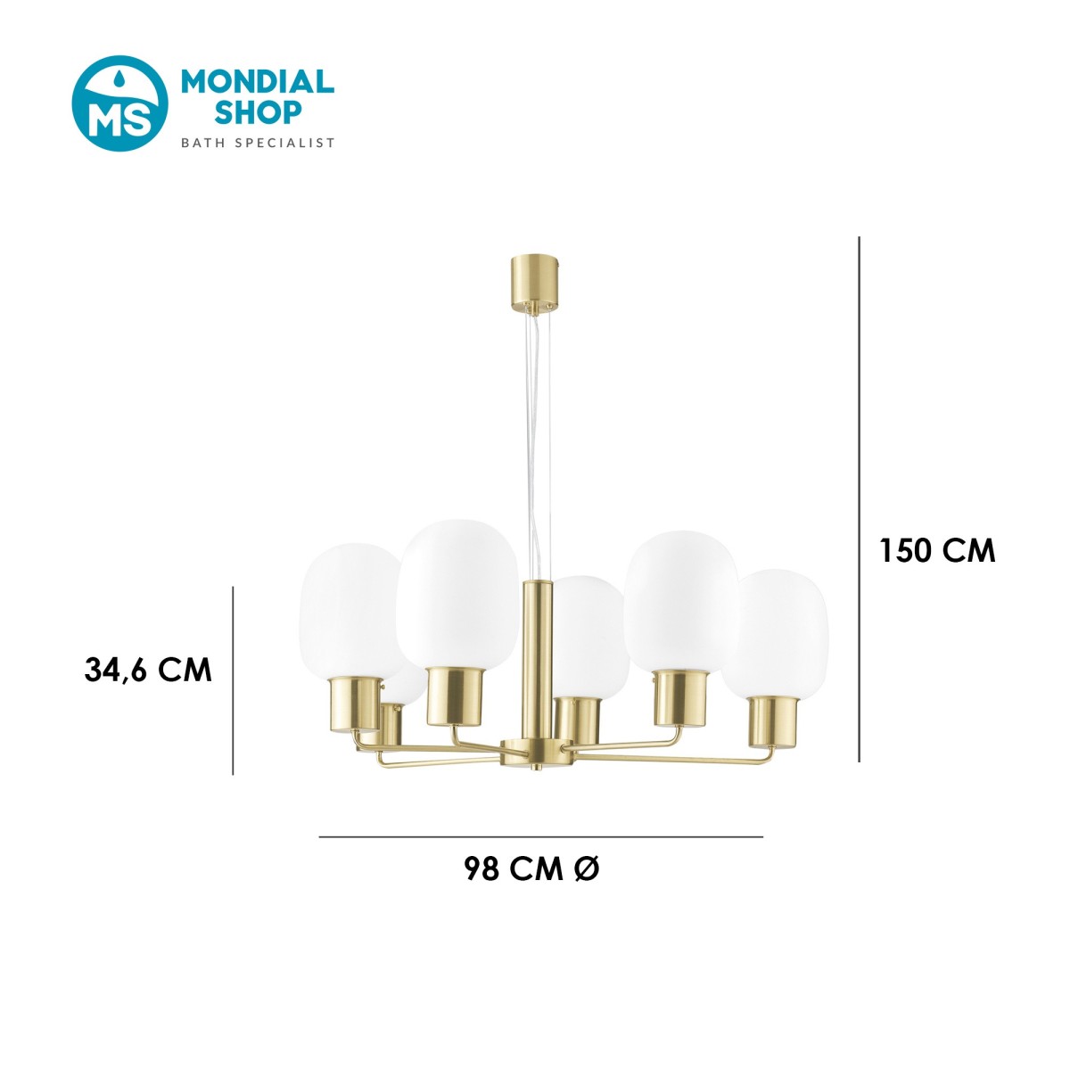 Lampada a sospensione 25W 6XE27 6 emissioni oro GILDA....