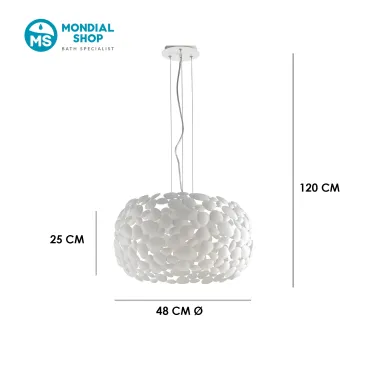 48 cm Kronleuchter, weiß oder verchromt, 3 x E27-Glühbirnen | Mondialshop