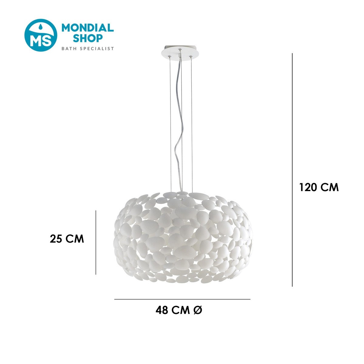 Lustre blanc ou chromé de 48 cm, 3 ampoules E27 |...