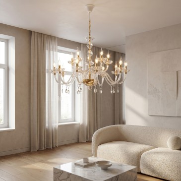 5-armiger Kristalllüster in Gold oder Chrom, E14 | Mondialshop