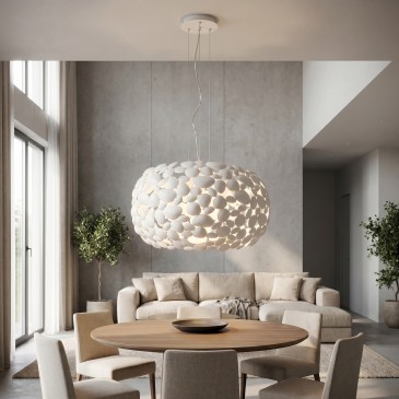 Kronleuchter, Ø 65 cm, weiß oder verchromt, 5 x E27-Glühbirnen | Mondialshop