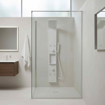 Colonna doccia bianca in acciaio con cascata COMO