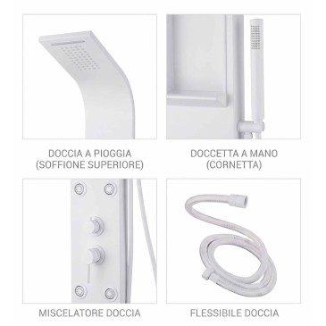 Colonna doccia bianca in acciaio con cascata COMO