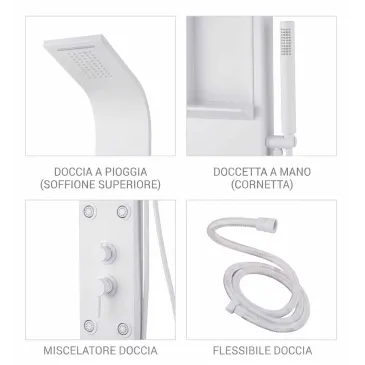 COMO Duschsäule aus weißem Stahl mit Wasserfall