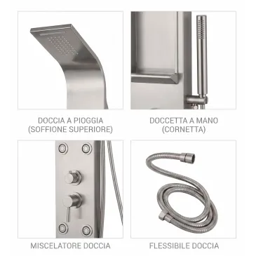 Colonna doccia acciaio satinato con cascata COMO
