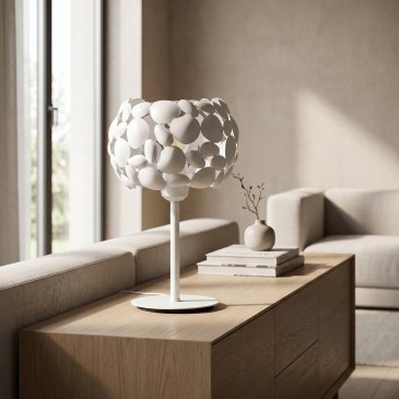Moderne Tischleuchte, Weiß oder Chrom, E27-Leuchtmittel | Mondialshop