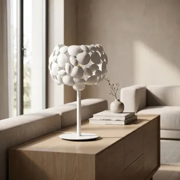 Moderne Tischleuchte, Weiß oder Chrom, E27-Leuchtmittel | Mondialshop