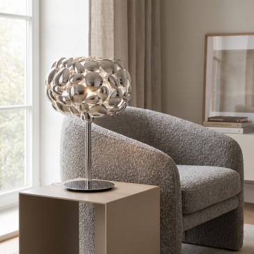 Lampe de table moderne, blanche ou chromée, ampoule E27 | Mondialshop