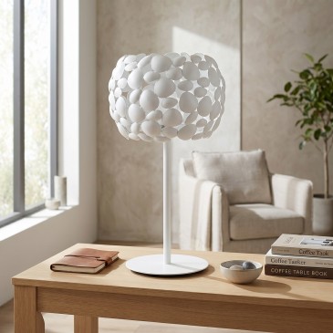 Lampe de table blanche ou chromée 2xE27 | Mondialshop