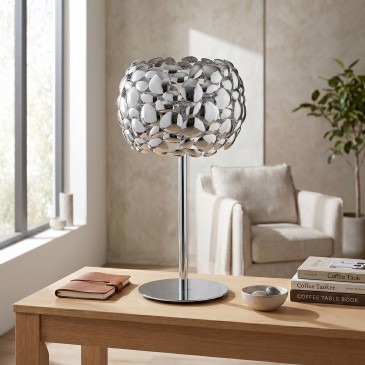 Lampe de table blanche ou chromée 2xE27 | Mondialshop