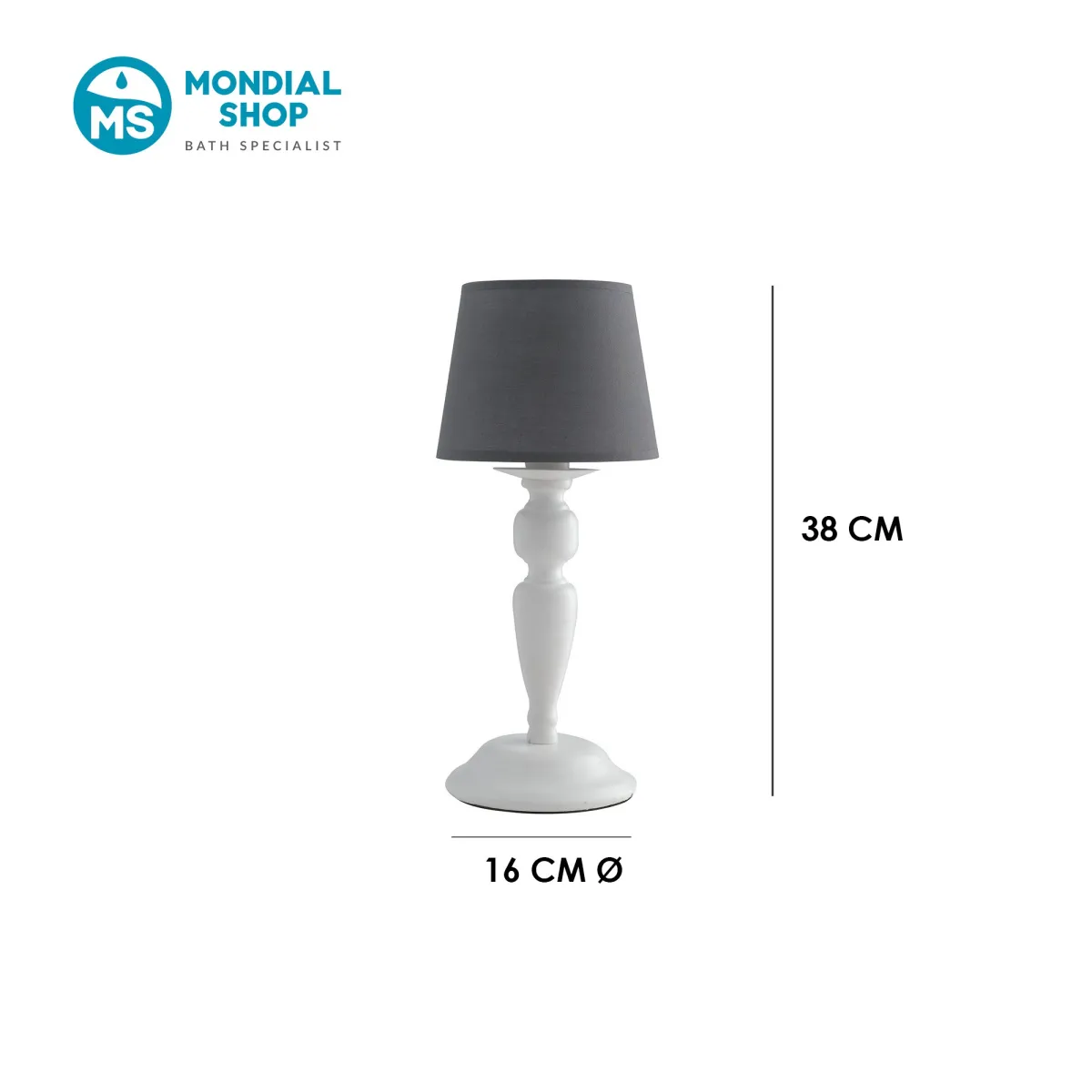 Lampe de table classique blanche et grise | Mondialshop