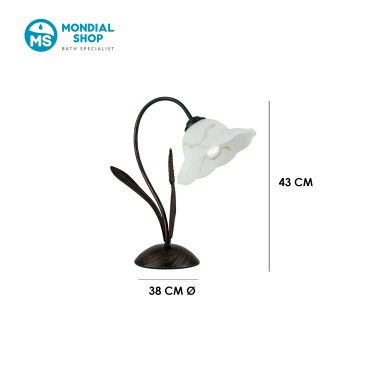 Lampe de table E14 en métal rouillé et verre | Mondialshop