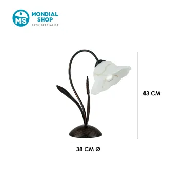 Lampe de table E14 en métal rouillé et verre | Mondialshop