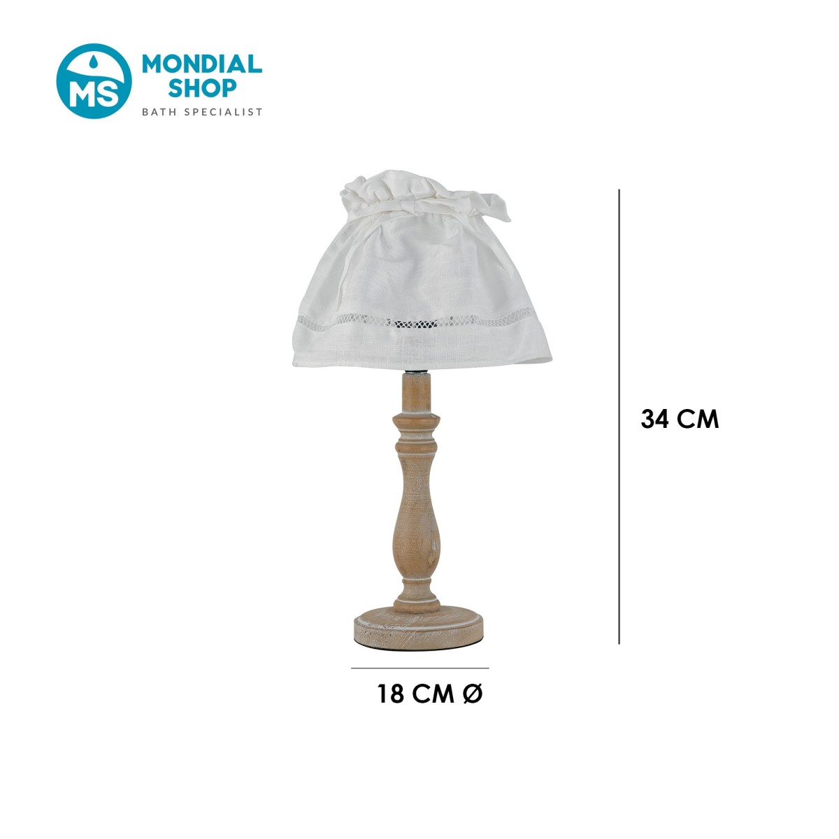 Lampada da Tavolo in Legno e Tessuto E14 | Mondialshop