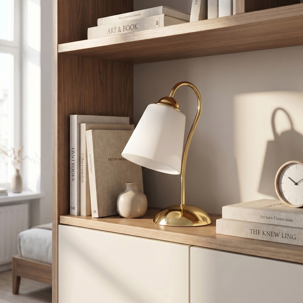 Lampe de table minimaliste en nickel ou or | Mondialshop