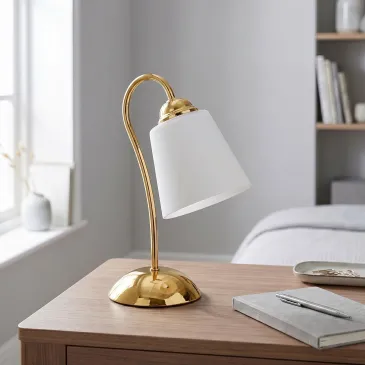 Minimalistische Tischleuchte aus Nickel oder Gold | Mondialshop
