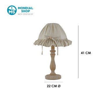 Lampe de table en bois beige et tissu | Mondialshop