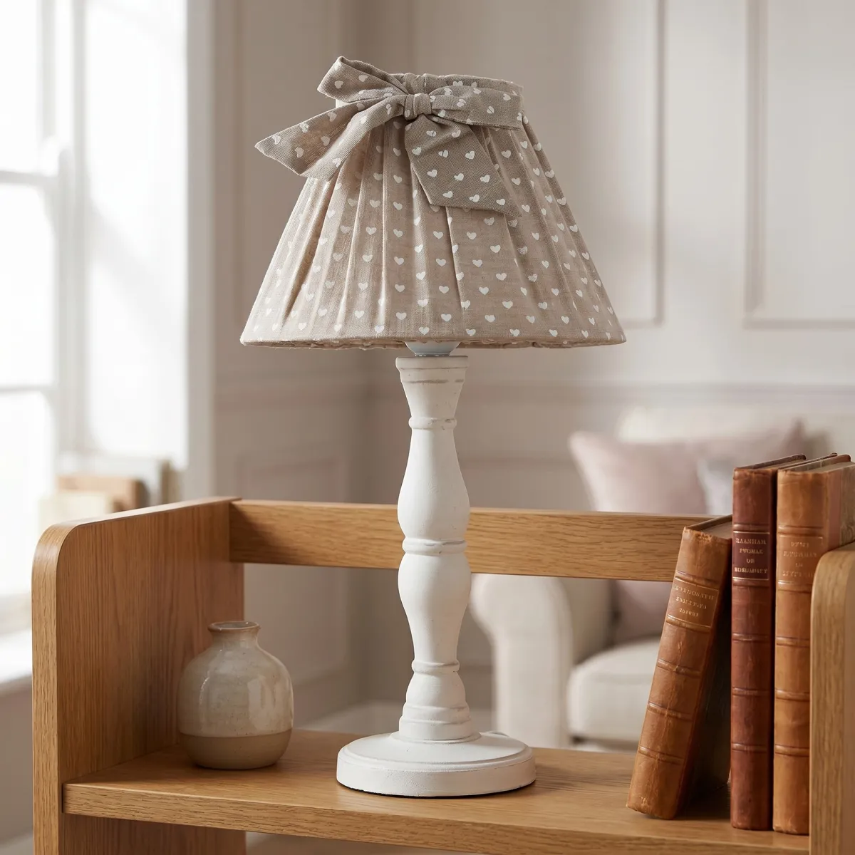 Lampe de table Cin en bois et tissu beige | Mondialshop