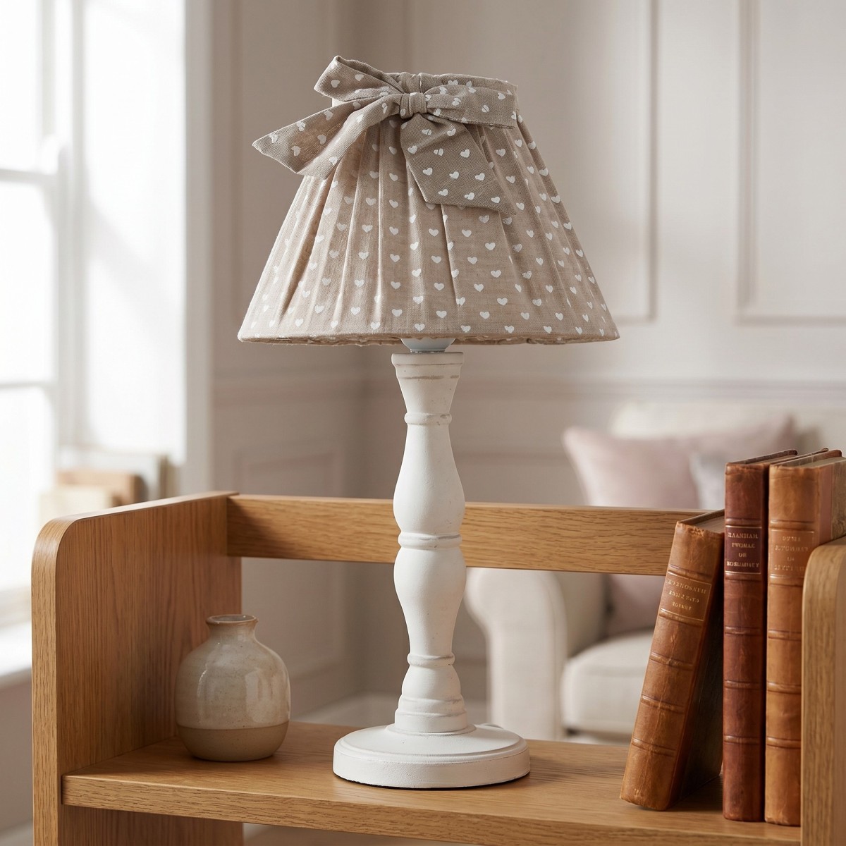 Lampe de table Cin en bois et tissu beige | Mondialshop