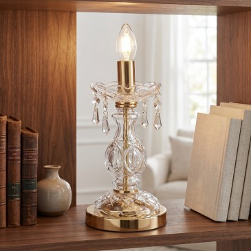 Lampada da tavolo o comodino Elegante Adatta per salotto e camera In cristalli K9 e oro E14