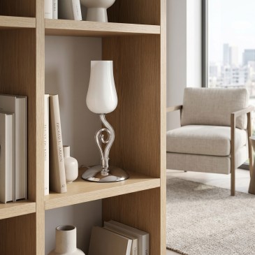 Tischleuchte mit weißem Blumendesign | Mondialshop