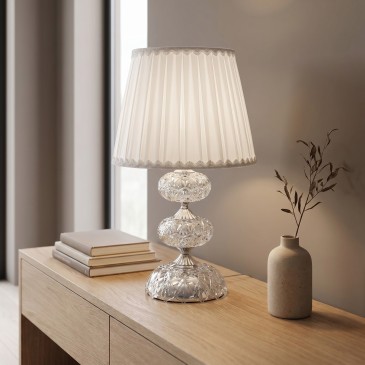 Lume in finitura cromata Vetro cristallo Lampada da Tavolo classica Adatta per camere e salotti E14
