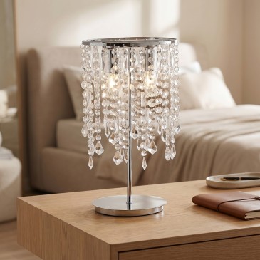Tischleuchte aus K9-Kristall und Metall | Mondialshop