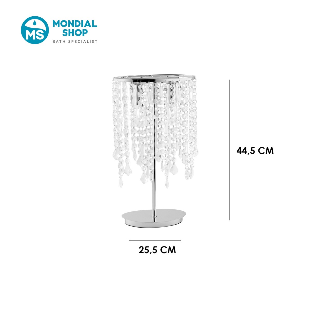 Tischleuchte aus K9-Kristall und Metall | Mondialshop