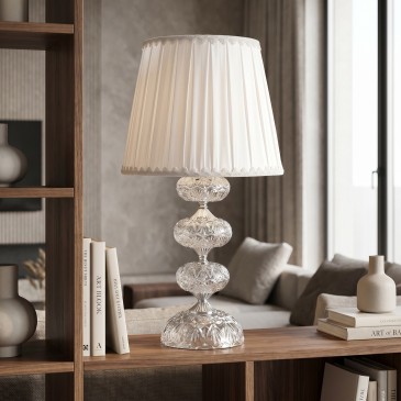 Lampada da Tavolo Elegante Adatta per salotto e camera In cristallo cromo e tessuto E27