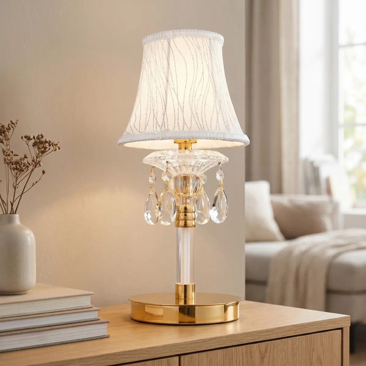 Elegante Tischleuchte aus Gold und K9-Kristall | Mondialshop