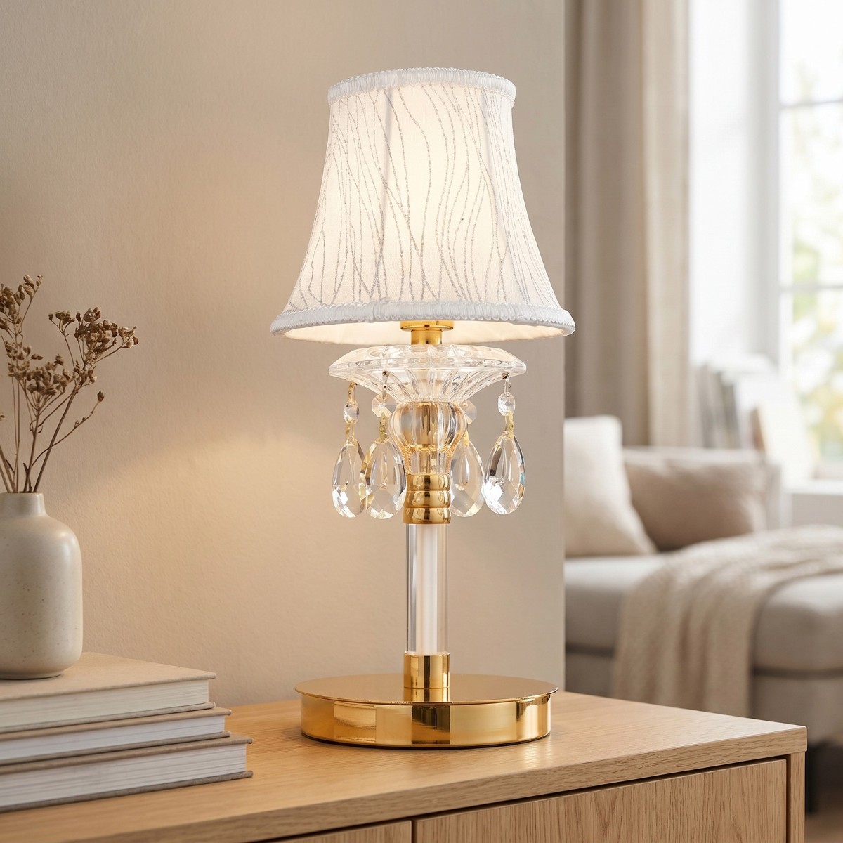 Elegante Tischleuchte aus Gold und K9-Kristall | Mondialshop