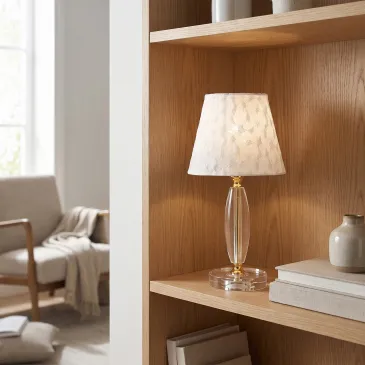 Klassische Tischleuchte aus Kristall und Stoff | Mondialshop