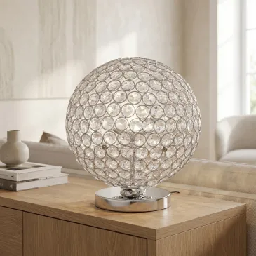 Lampada da Tavolo Elegante Adatta per soggiorno e camera Design sferico con cristalli K9 3XG9