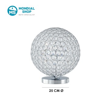Lampe de table sphérique ornée de cristaux K9 | Mondialshop