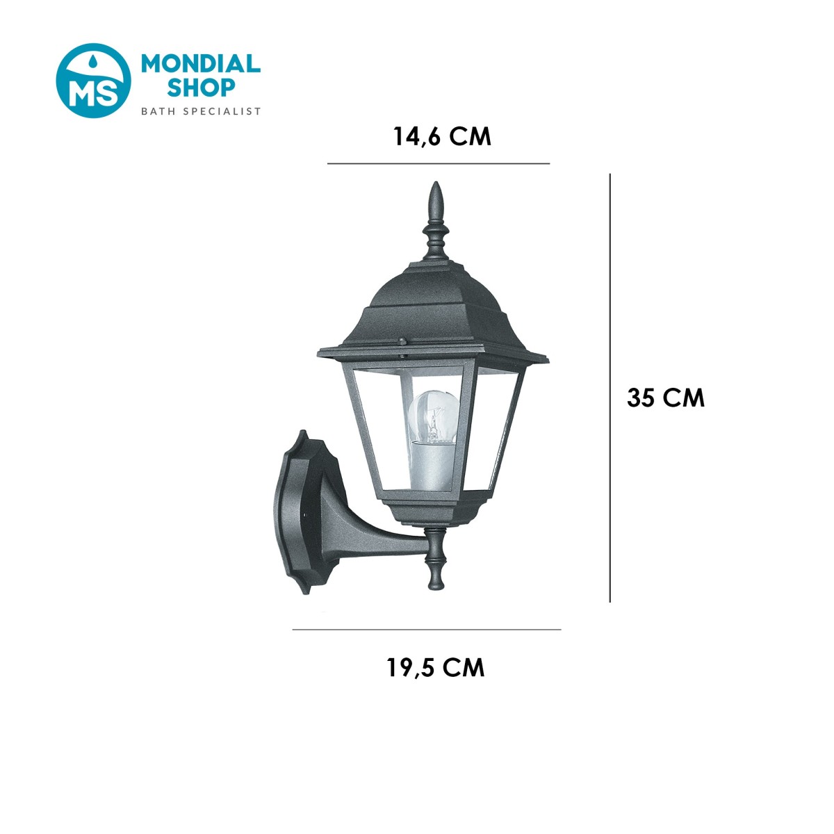 Lanterne extérieure E27 orientée vers le haut | Mondialshop