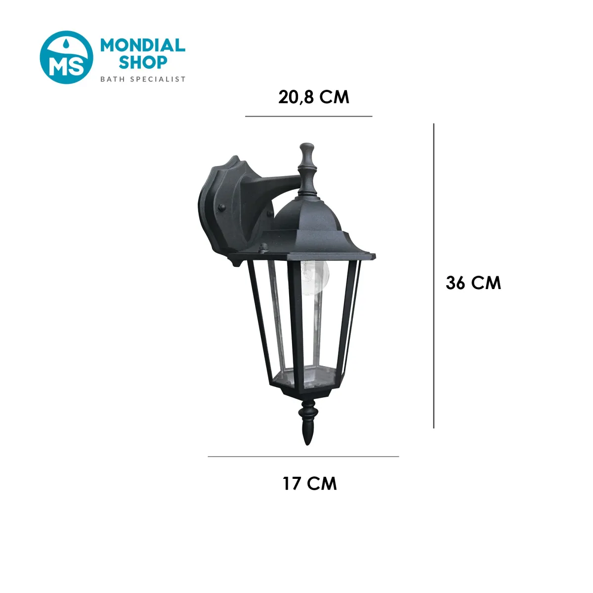 Applique murale d'extérieur lanterne orientée vers le bas...