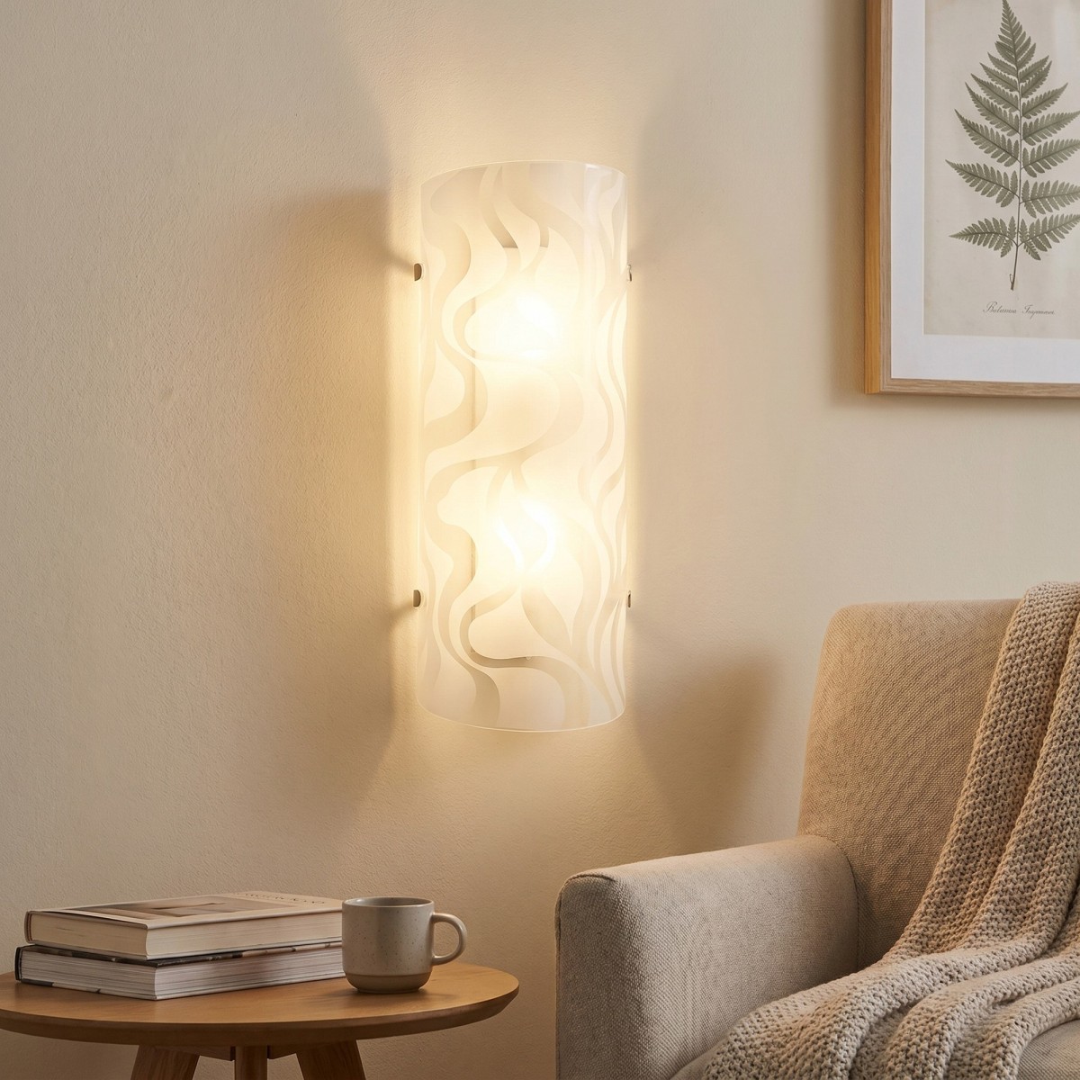 8W weiße LED-Wandleuchte mit Wellenmuster | Mondialshop